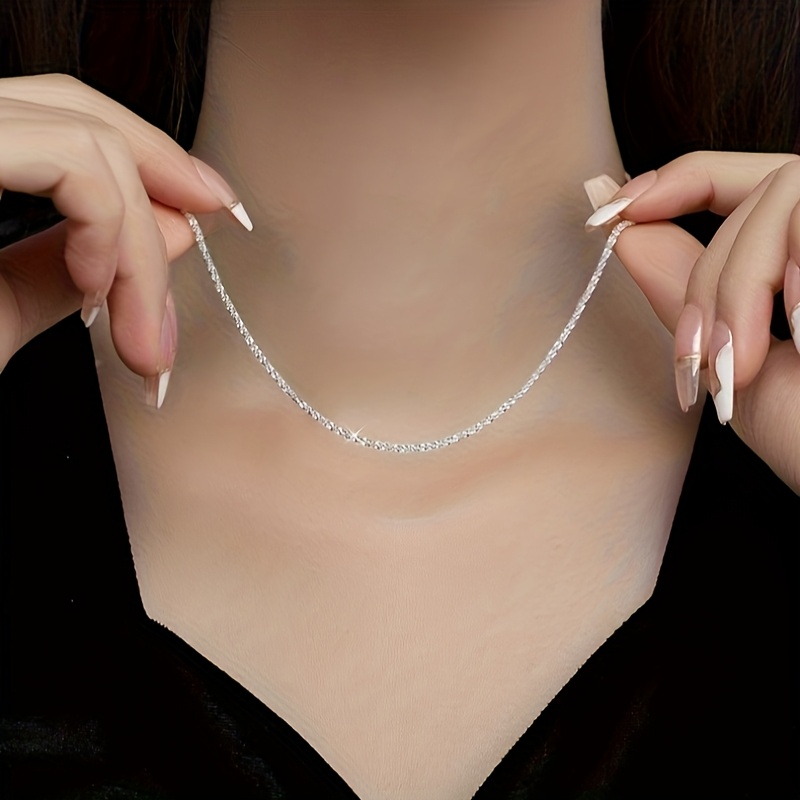 Stylish S925 Silver Necklace with Sparkling High-End Design